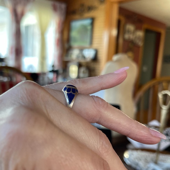 Vintage Signed 925 Silver and Lapis Ring Size 5.75 - Picture 4 of 8